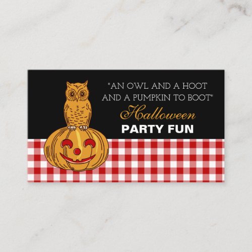 Owl on Pumpkin Halloween Party Ticket Invitation