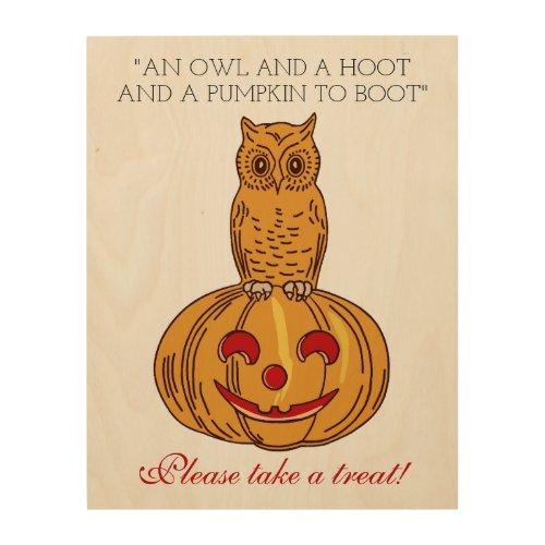 Owl on Pumpkin Wood Wall Art