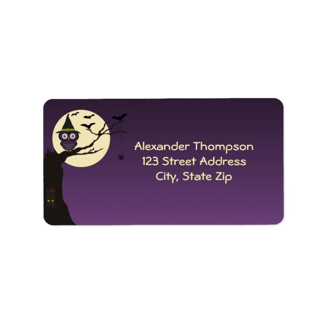 Owl on tree branch Halloween Address Label (Front)
