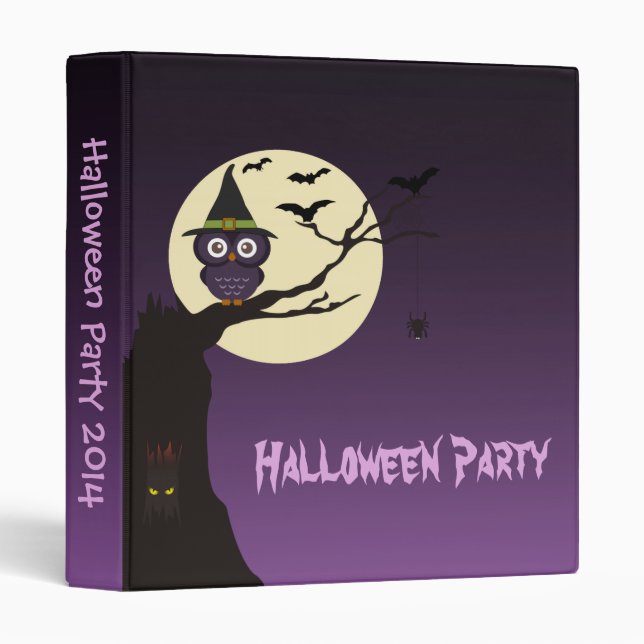 Owl on tree branch Halloween Party Photo Album Binder (Front/Spine)