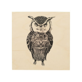 Owl on Wood Panel