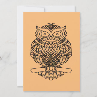 Owl (orange) - Greeting Card
