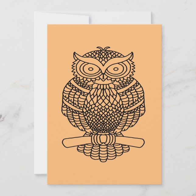 Owl (orange) - Greeting Card (Front)