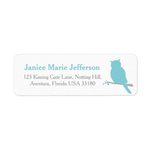 Owl outline silhouette return reply address label