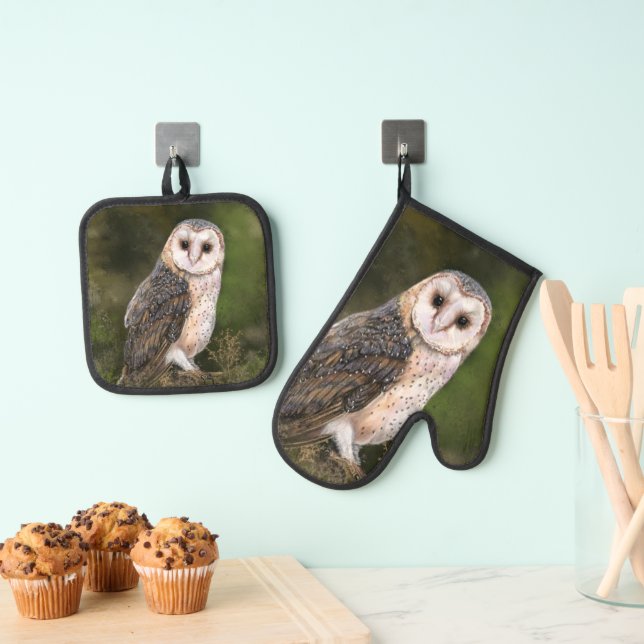 Owl Oven Mitt & Pot Holder Set (Insitu(Hanging))