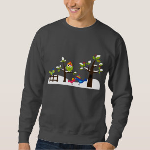 Owl Owls Birds Winter Snow Cute Tree Cartoon Sweatshirt