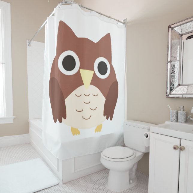owl painting art shower curtain (In Situ)
