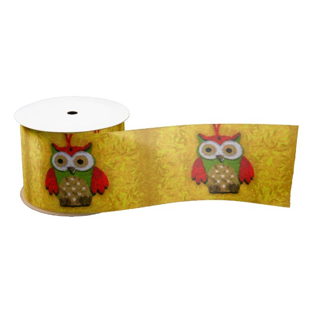 Owl painting satin ribbon (Spool)