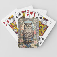 Owl Pastel Floral William Morris Inspired Playing Cards