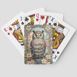 Owl Pastel Floral William Morris Inspired Poker Cards
