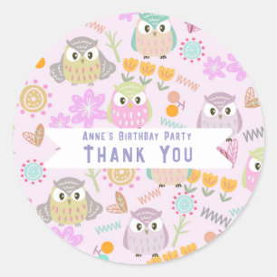 Owl Pastel Pink Classic Round Sticker