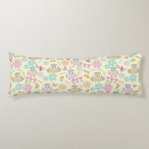 Owl Pastel Yellow Body Pillow