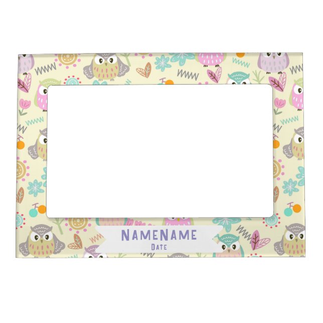 Owl Pastel Yellow  Magnetic Frame (Front)