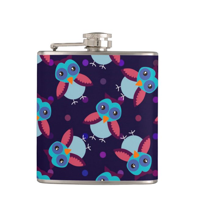 owl pattern background flask (Front)