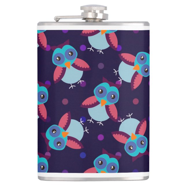owl pattern background flask (Front)