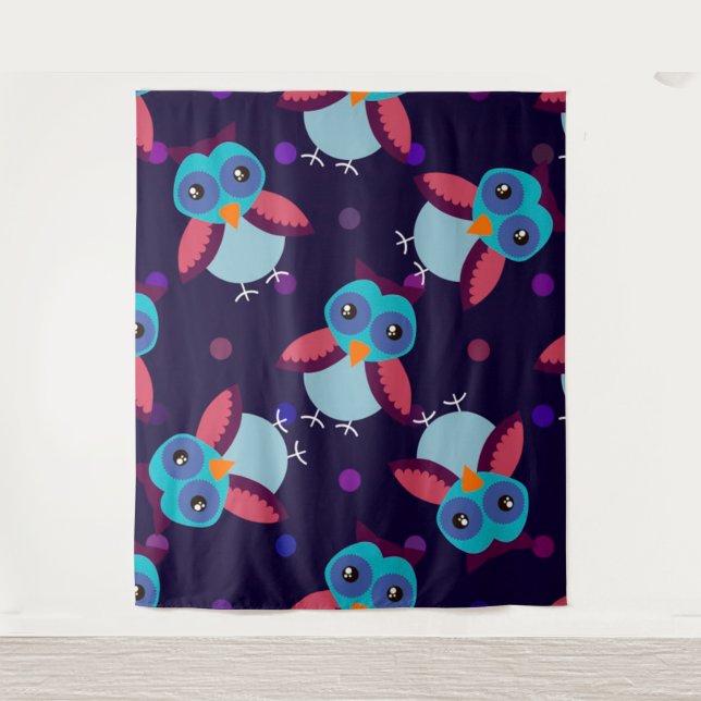 owl pattern background tapestry (Front)