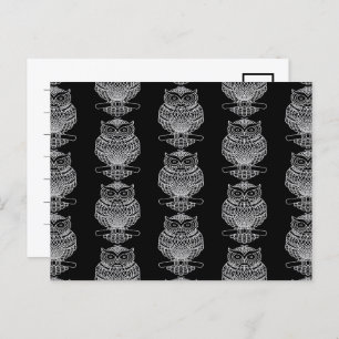 Owl (pattern black) - Postcard