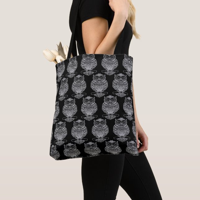 Owl (pattern black) - Tote Bag (Close Up)