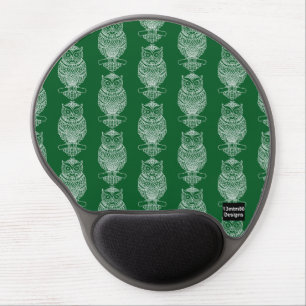 Owl (pattern dark green) - Gel Mouse Pad