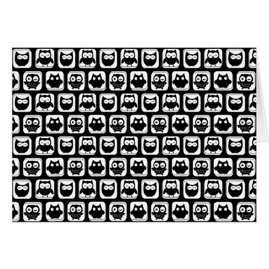 Owl Pattern in Black and White Cards (Front Horizontal)
