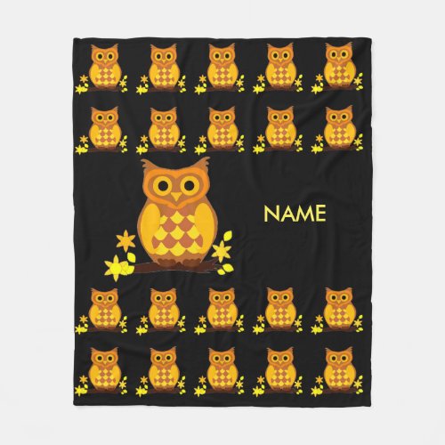 Owl Pattern on Fleece Blanket
