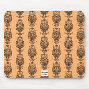 Owl (pattern orange) - Mouse Pad