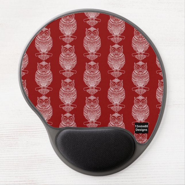 Owl (pattern red) - Gel Mouse Pad (Front)