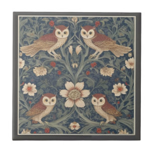Owl Pattern Vintage William Morris style Owls Ceramic Tile