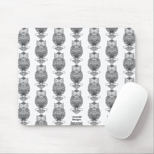 Owl (pattern white) - Mouse Pad