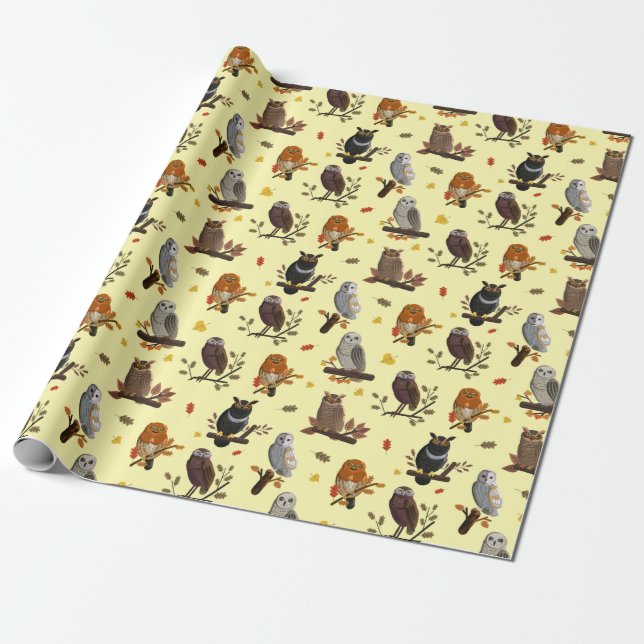 Owl Pattern Wrapping Paper (Unrolled)