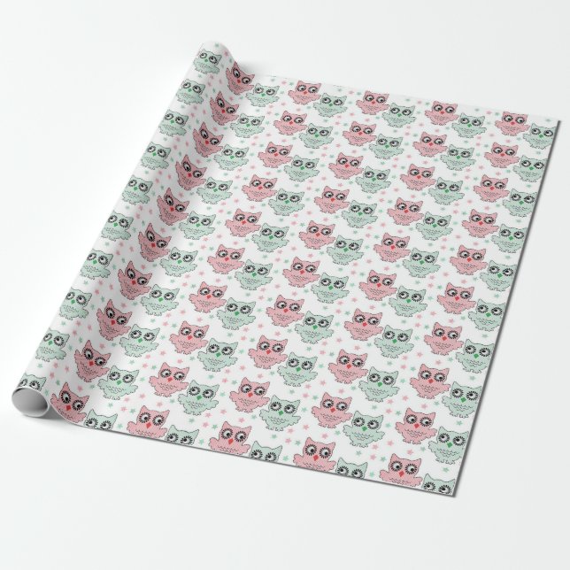 Owl Pattern Wrapping Paper (Unrolled)