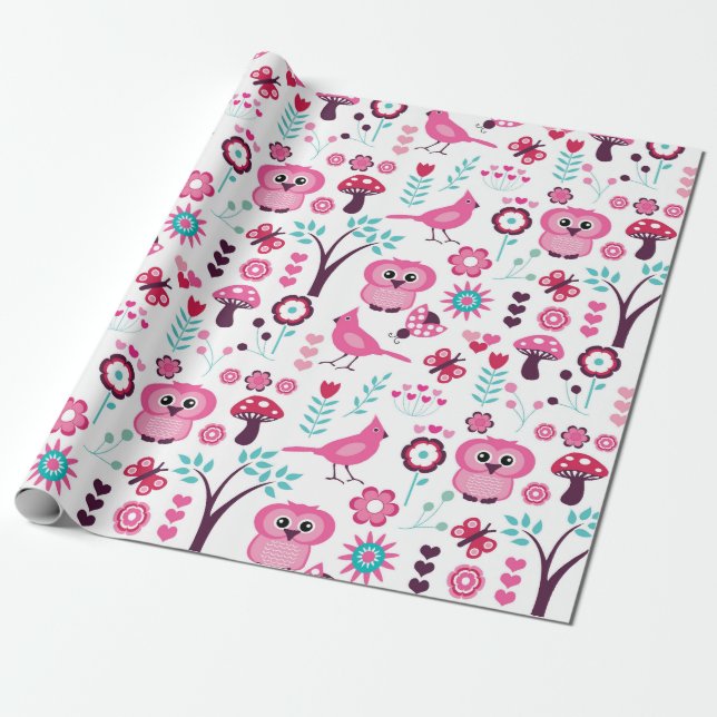 Owl Pattern Wrapping Paper (Unrolled)