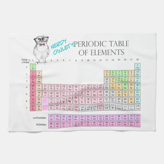 Owl Periodic table of elements Towel (Horizontal)