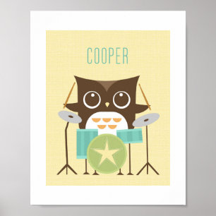 Owl Personalized Nursery Poster Print