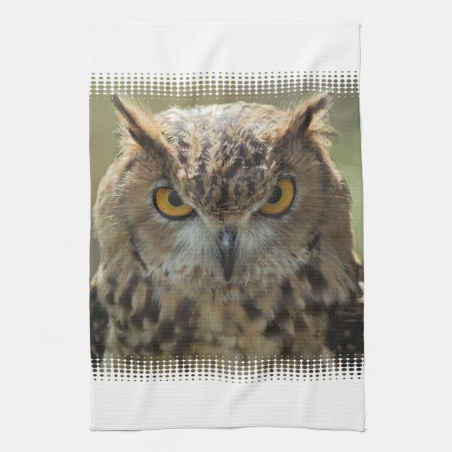 Owl Photo Kitchen Towel (Vertical)
