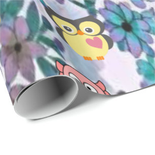 Owl, Pig, Bumblebee Wrapping Paper