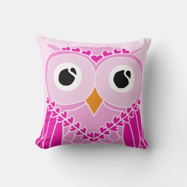 Owl Pillow: Cute Girl Owl Throw Pillow (Front)