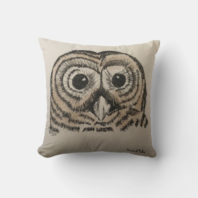 Owl Pillow, two sided 100 percent Cotton, Original Throw Pillow (Front)