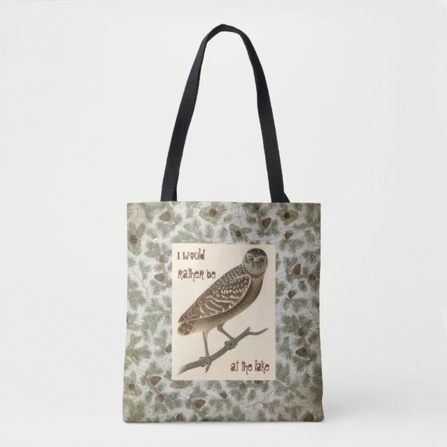 Owl Pine Cones Boughs Trees Skull Tote Bag (Front)