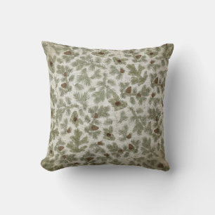 Owl Pine Cones Boughs Trees Throw Pillow