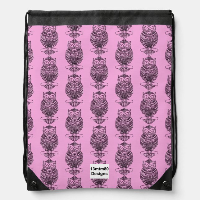 Owl (pink) - Drawstring Bag (Front)