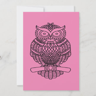 Owl (pink) - Greeting Card
