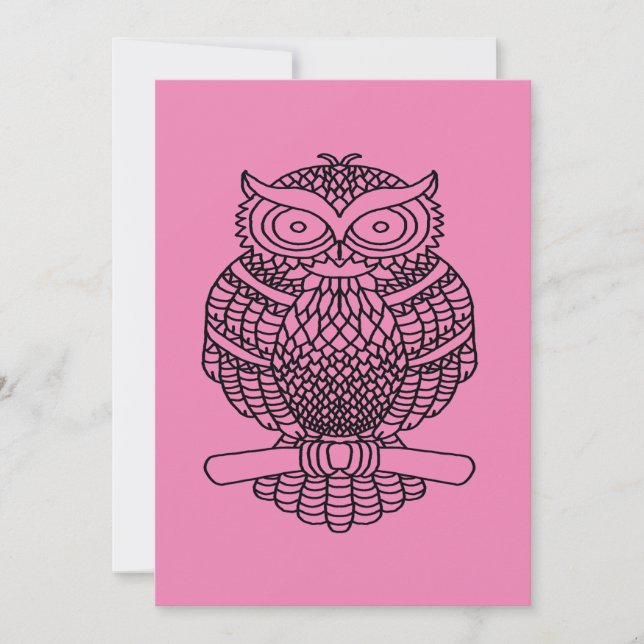 Owl (pink) - Greeting Card (Front)