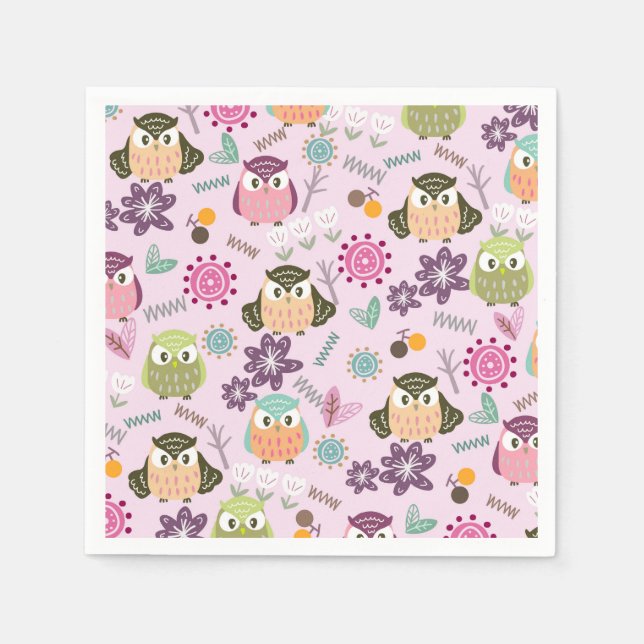 Owl Pink Napkins (Front)
