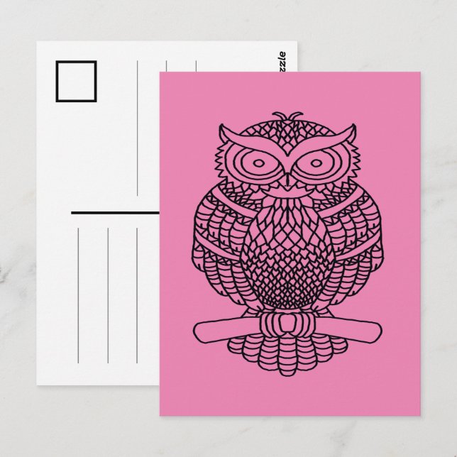 Owl (pink) - Postcard (Front/Back)