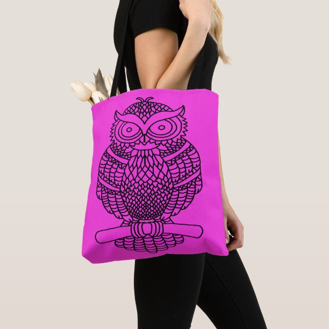 Owl (pink) - Tote Bag (Close Up)