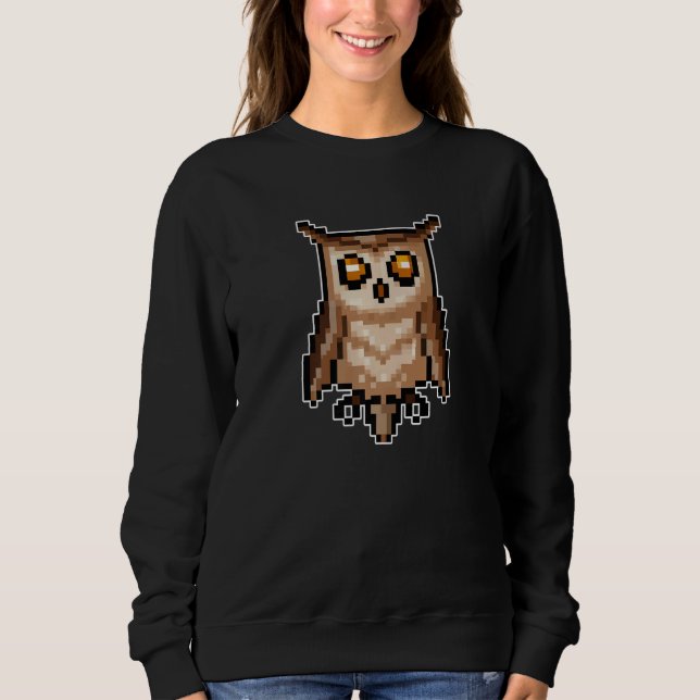 Owl Pixel Retro Gaming Style Sweatshirt (Front)
