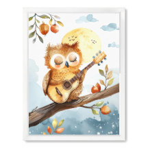 Owl Playing Guitar Nursery Wall Art