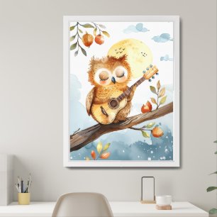 Owl Playing Guitar Nursery Wall Art