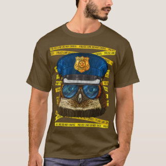 Owl Police Officer Policeman Funny Night Bird Poli T-Shirt